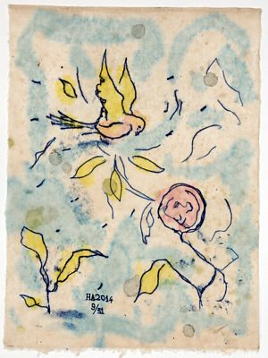FlowerBird in the Impossible Garden Monoprint 9/31